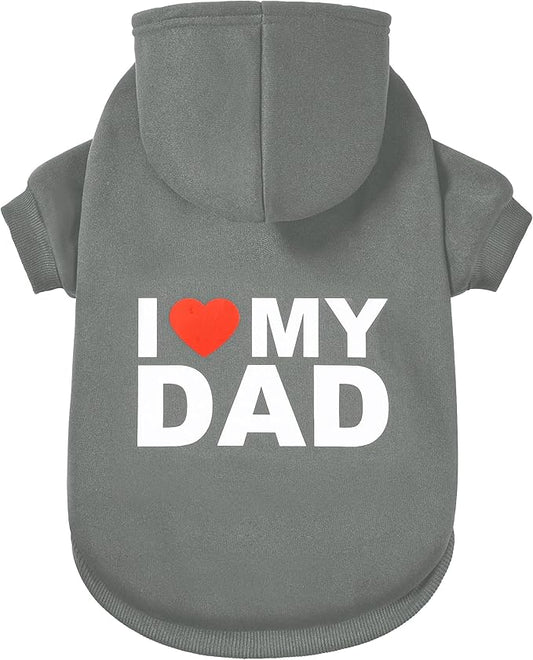 GreenJoy Dog Sweater Dog Hoodie Cold Weather Dog Coat Hooded Sweatshirt for Puppies,Cats, Small Medium Large Dogs (Grey(I Love My Dad), XX-Large)