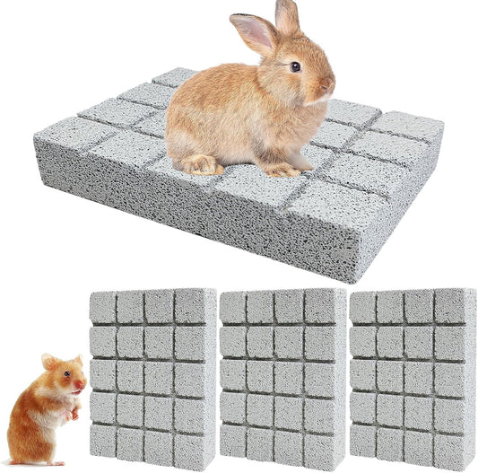Hamiledyi 4PCS Rabbit Scratching Pads Bunny Lava Grinding Claw Pads Small Animal Foot Pads Hamster Scratch Board Chew Toys for Gerbil Chinchilla Hedgehog Guinea Pig Cage Accessories