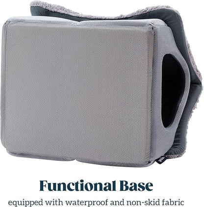 Cat Houses for Indoor Cats - Large Cat Cave Bed with Removable Support Foam and Washable 2-Side Mat - Covered Cat Bed for Cat Hideaway - Enclosed Cat Hideout for Kitten and Small Pet, Grey