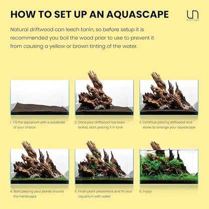 Ultum Nature Systems Driftwood - Mopani Wood - Natural Aquarium Hardscape for Planted Tank Aquascaping - Fish, Crab, Reptile, Bird, Paludarium Enclosure Structure, Terrarium Decor - SM 3Pc, 7-12"