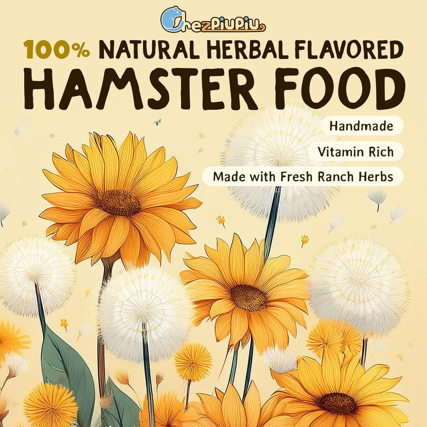 Dry Hamster Food Herbal Natural Flavor 16.23oz Portable Hamster Food Travel Pack for Outdoor Feeding Supports Oral and Digestive Health Relieves Inflammation