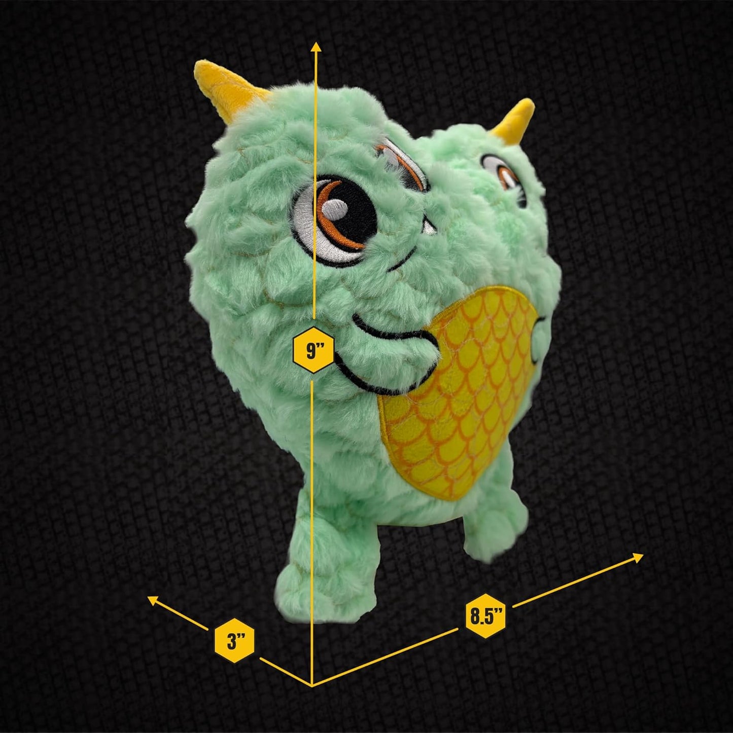 Bite Force - Durable & Strong Dog Toy Blue Two Headed Monster with Squeaker, Kevlar-Reinforced for Aggressive chewers.
