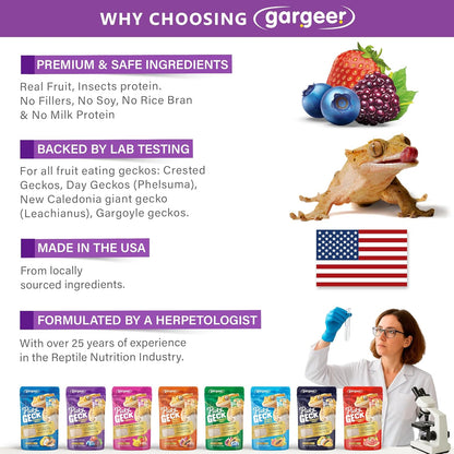 'Picky Geck' Wildberry Burst - Premium Crested Gecko Food | Antioxidant & Immune Support Formula | Real Fruit & Insect Protein | No Fillers - Only Premium Ingredients | 2oz | Made in USA.