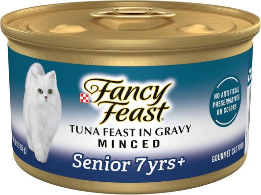 Purina Fancy Feast Senior Wet Cat Food 7 Years Plus Tuna Feast In Gravy Minced - (Pack of 24) 3 oz. Cans