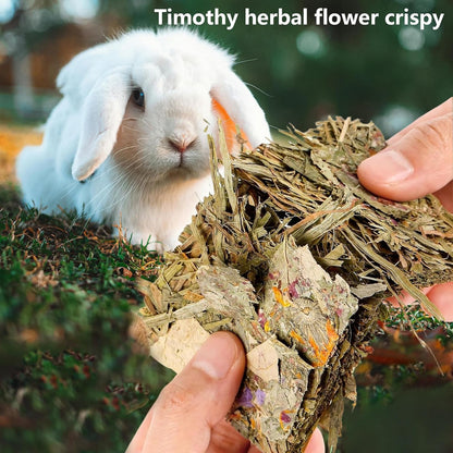 Hamiledyi Rabbit Chew Toys 30 Pieces Natural Timothy Hay Chips Bunny Molar Treats with Herbal Floral Scent for Guinea Pig Chinchilla Hamster