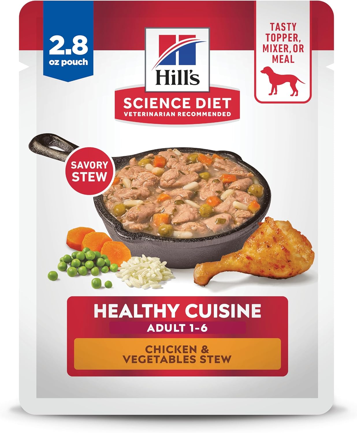 Hill's Science Diet Healthy Cuisine, Adult 1-6, Great Taste, Wet Dog Food, Chicken & Vegetables Stew, 2.8 oz Pounch, Case of 24