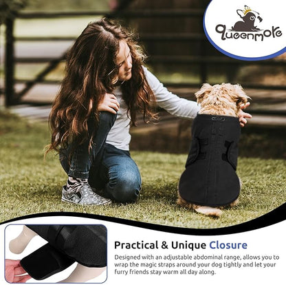 Queenmore XXL Dog Sweaters, Soft Fleece Vest Pullover Pet Jacket with Leash Hole, Warm Winter Dog Clothes Cold Weather Doggy Dachshund Sweater for Large Dogs Cats Boy or Girl (Black, XXL)