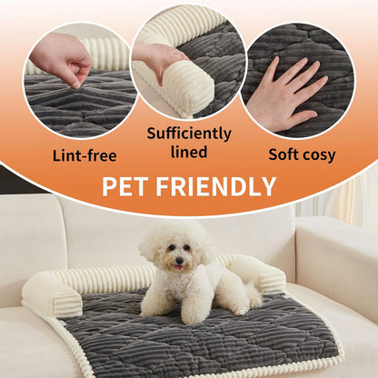 HAOMAIJIA Dog Couch Bed for Large Dogs, Non Slip Pet Couch Covers for Sofa Thick Soft Washable Dog Couch Cover Protector All Seasons Universal Dogs and Cats Bed Mat (Grey, Large)