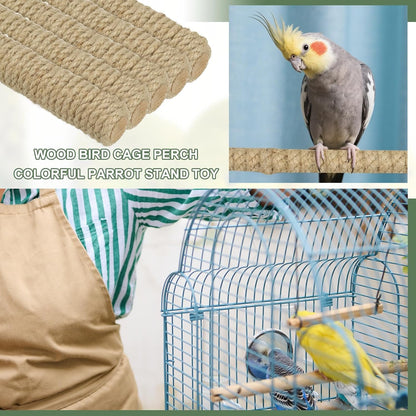 Parrot Perch, Wooden Parrot Perch Stand Toy, Paw Grinding Stick, Bird Cage Accessories, 3 Sizes (Wood Color, 3 Pcs) Birds Toys Intended for Cage/Parakeets/Conure/Budgie