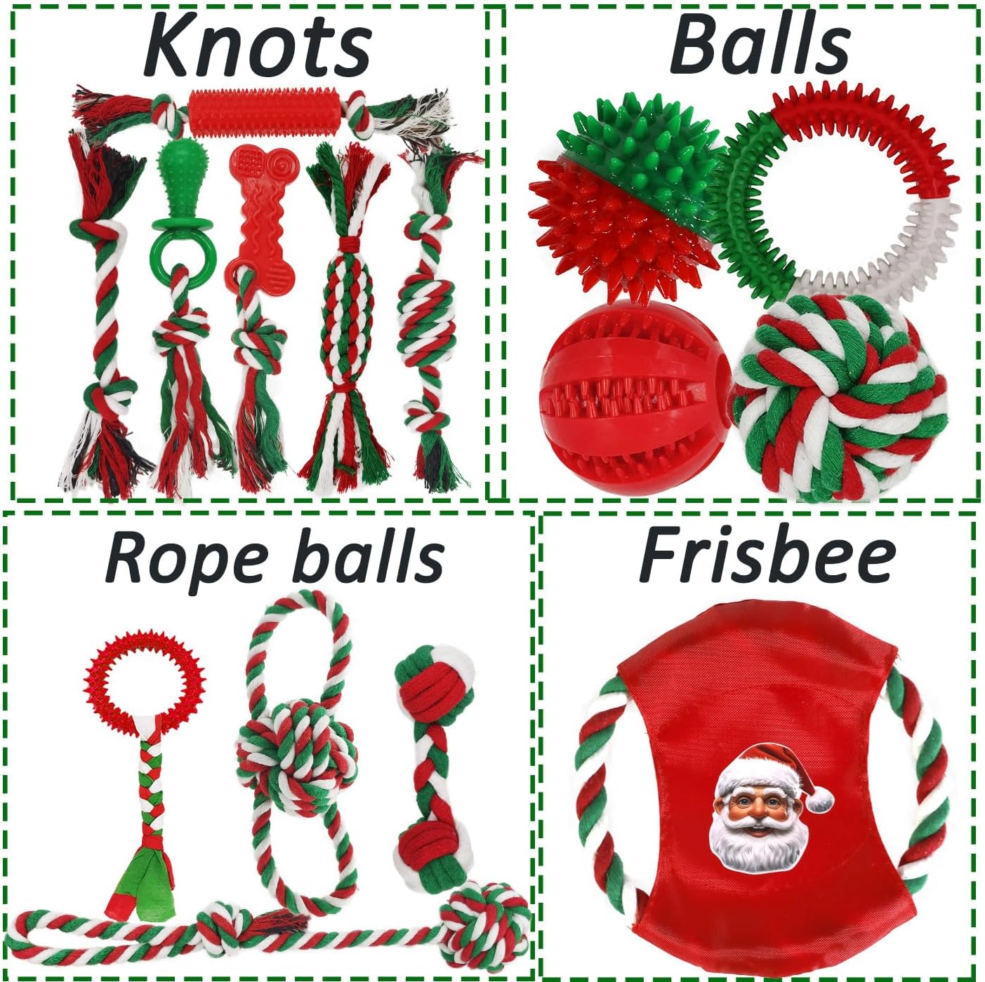 Dog Toys 15 Pack for Teeth Cleaning and Fun, Puppy Teething Chew Toys Tug Rope Squeaky Treat Balls & Rubber Tous Bulk– Variety Dog Gifts Set Reduce Anxiety & Save Furniture, Christmas