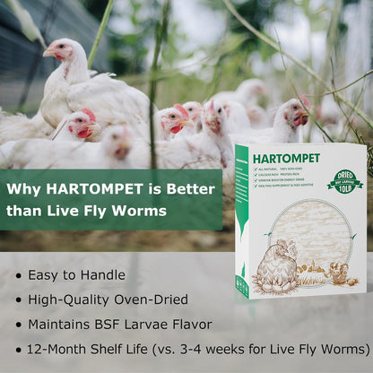 Dried BSF Larvae for Chickens - Non-GMO Poultry Feed Supplement, 85X More Calcium Than Mealworms, 10LB Grub Worms Perfect for Molting & Laying Hens, Ducks, and Wild Birds
