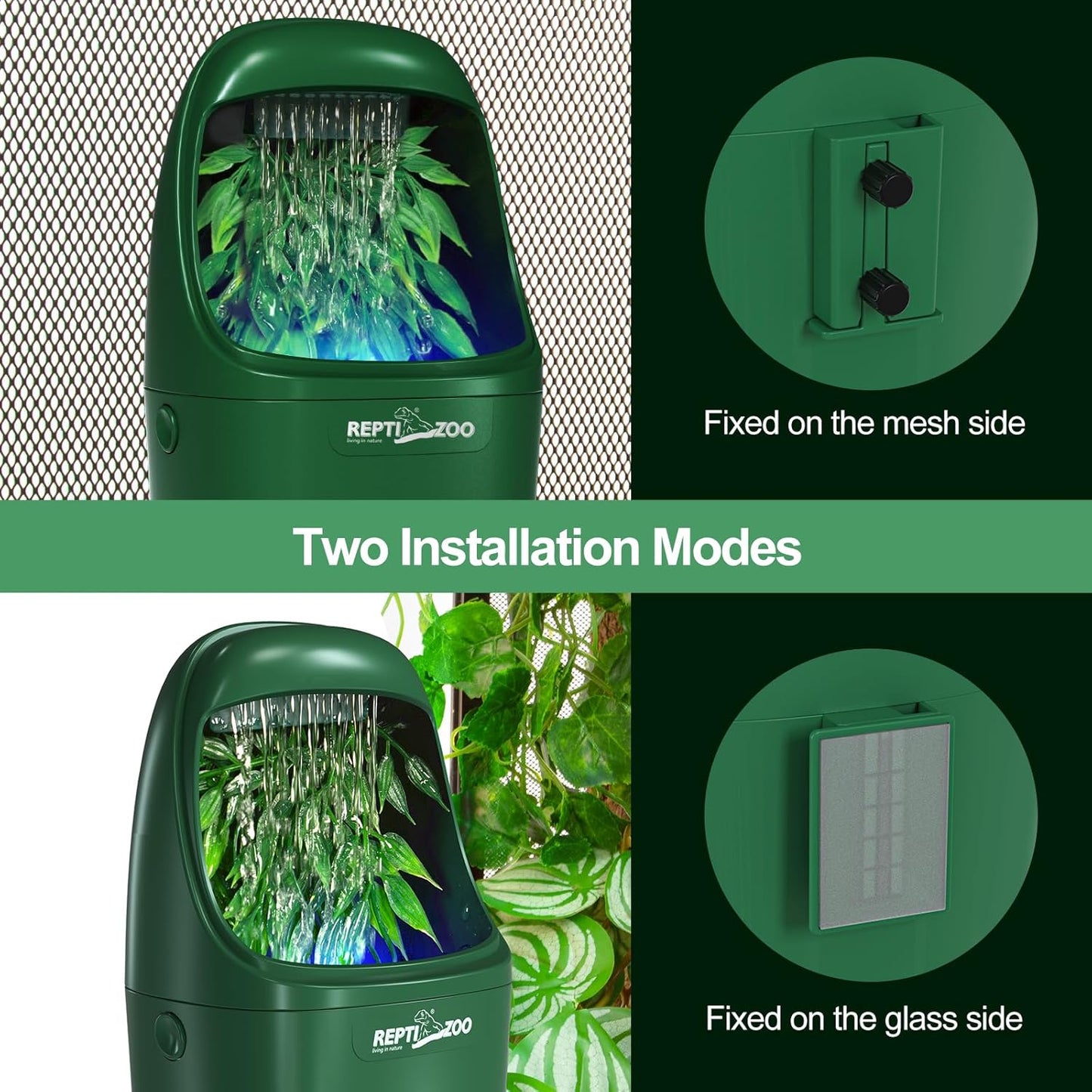 REPTIZOO Reptile Water Dispenser Automatic Chameleon Drinking Fountain with Indicator Light, Reptile Terrarium Decor Water Dripper for Reptiles, Chameleon, Lizard, Gecko Amphibians