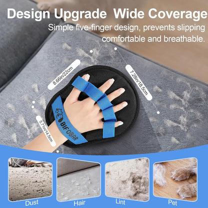 Pet Hair Removal Glove - Magic Brush Electrostatic Mitt for Dogs & Cats, Reusable Grooming Gloves - Dog Hair Remover Tool with 5-Finger Design for Couch, Carpet, Furniture, Laundry & Clothing (Blue)