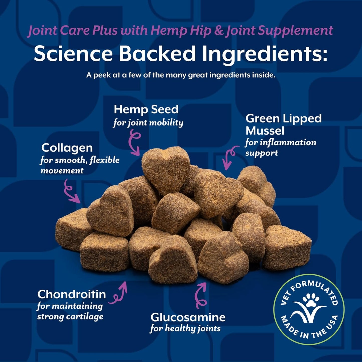 NaturVet Hemp Advanced Joint Health Dog Supplement Plus Hemp Seed – Helps Support Joint Health in Dogs – Includes, Collagen, Glucosamine, MSM, Chondroitin, Omegas – 60 Ct.