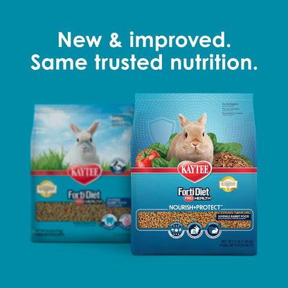 Kaytee Forti-Diet Pro Health Nourish+Protect Juvenile Rabbit Food, Comprehensive Nutrition Backed by Science, Digestive Health, Immune Support, 3 Pounds
