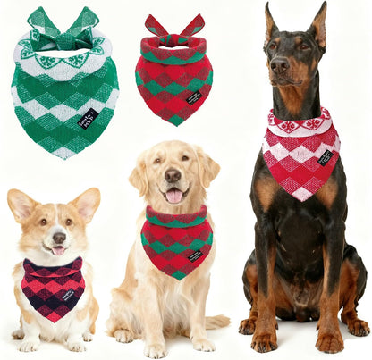 4-Pack Knitted Christmas Dog Bandanas with Slogans - Soft Warm Bandana for Small Medium, Cute Winter Dogs Accessories Boy & Girl Pets, Dog Gifts for Large Dogs, Scarf for Birthday Holiday