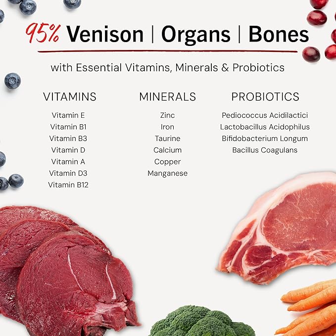 Stella & Chewy's Freeze-Dried Raw Dinner Patties - Simply Venison Recipe - High Protein Grain-Free Puppy & Dog Food - Perfect For Picky Eaters - 25 oz