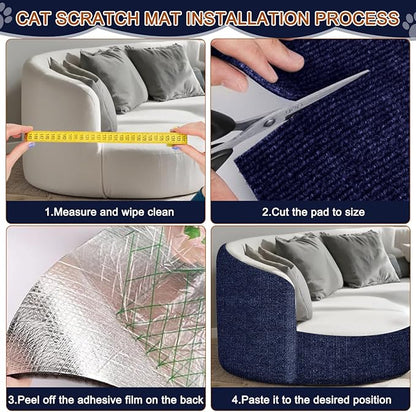 Cat Scratching Mat, 118.5"x15.9" Trimmable Self-Adhesive Cat Scratch Carpet, Couch Protector from Cats Claws, Furniture Corner Protectors for Cats, Indoor Furniture Protection for Chair (Dark Blue)