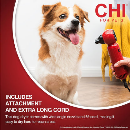 CHI for Pets Grooming Plus Handheld Pet Hair Dryer - Low Heat and Quiet Motor - Compact Blow Dryer for Dogs and Cats - One-Handed Design for Easy Drying and Comfort