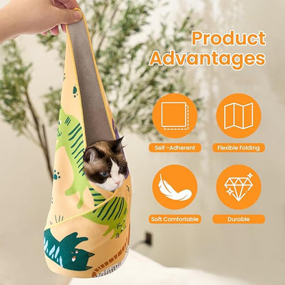 27.6" X27.6" Versatile Cat Grooming Wrap for Cutting Nails Self-Adherent Fabric Wrap for Cats Anti-Scratch Anti-Escape Grooming Bag Pet Tool
