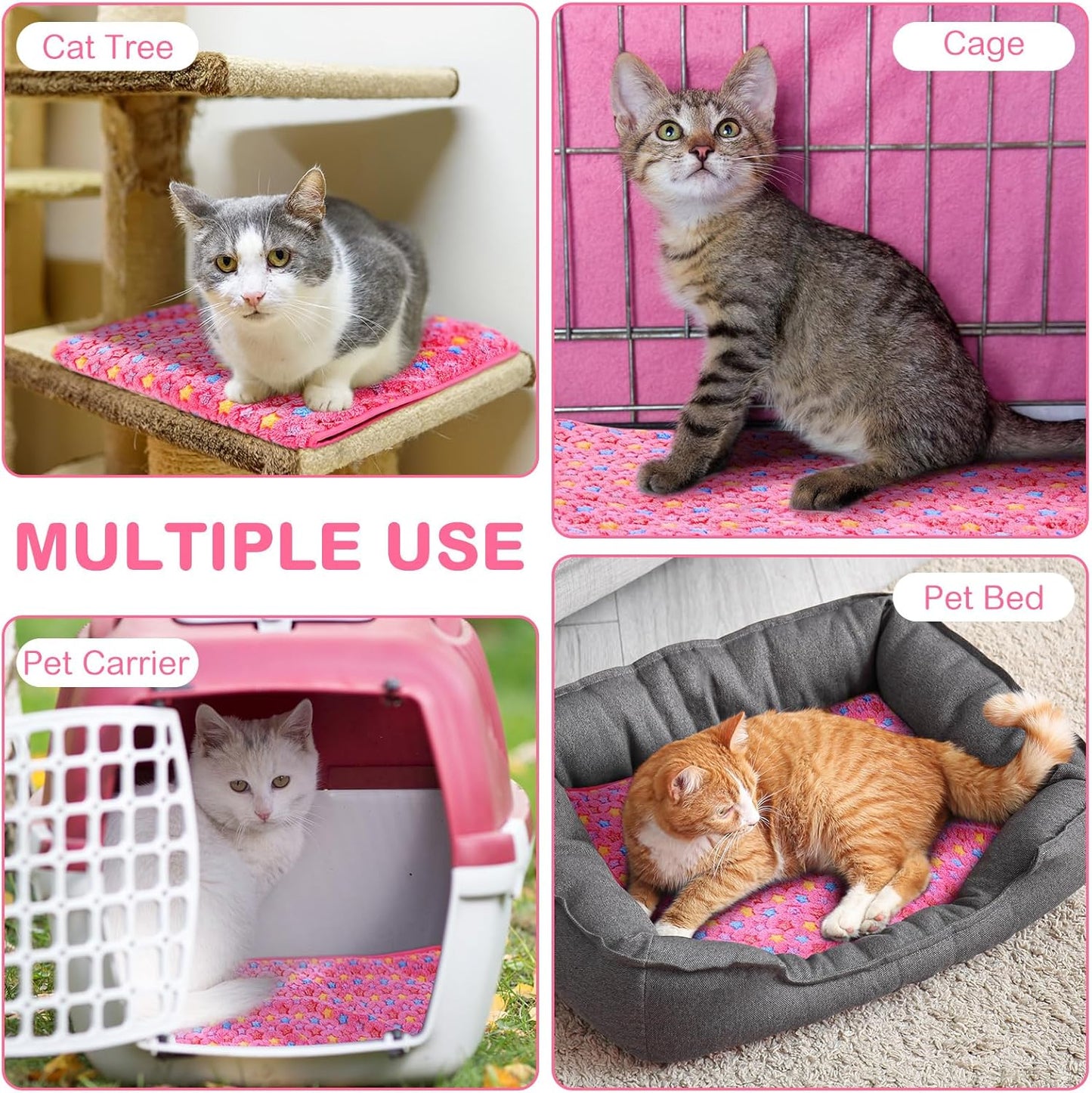 2 Pack Self Warming Cat Bed Self Heating Dog Pad Cat Warming Pad Thermal Pet Mat Washable Reflect Body Heat Removable Cover for Indoor Kittens Puppies Feral Pet(Little Star,20 x 28 Inch)