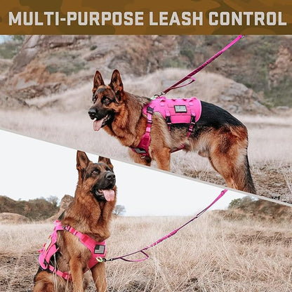 Forestpaw Dog Harness Medium Sized,Tactical Dog Harness with Handle,No Pull Military Style Service Dog Vest with Pockets Adjustable for Medium Large Dogs,Hot Pink,Chest 19.5-41.5"