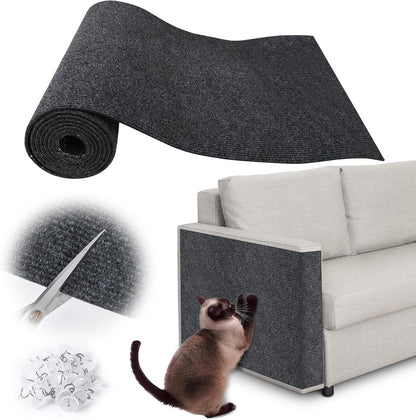 Cat Scratch Furniture Protector - 138" x 13.8" Trimmable Self-Adhesive Cats Claws Scratch Pads, DIY Cat Climbing Couch Protector for Scratch Post Cat Tree Replacement Indoor (Dark Gray)