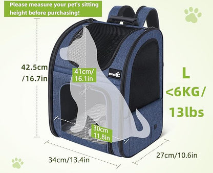 Pecute Pet Carrier Backpack, Dog Carrier Backpack, Expandable with Breathable Mesh for Small Dogs Cats Puppies, Pet Backpack Bag for Hiking Travel Camping Outdoor Hold Pets Up to 17 Lbs