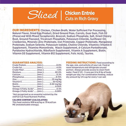 Wellness Complete Health Sliced Adult Wet Cat Food, Natural, Protein-Rich, Grain Free, 3 Ounce, 24 Pack, (Chicken Entrée)