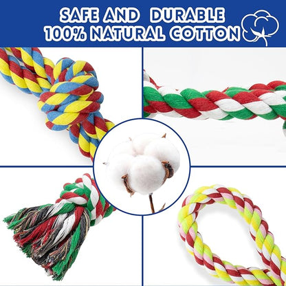[3 Pack] Dog Rope Toys for Large and Medium Aggressive Chewers, Nearly Indestructible Rope Chew Toys, Heavy Duty 100% Cotton Tug of War Dog Toy for Boredom, Teeth Cleaning