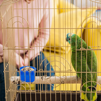 40 Pcs Cage Cups Birds Feeders Bird Water Dispenser Hanging Quail Waterer Plastic Chicken Feeding Watering Dish for Small Coop Parrot Parakeet PET Poultry Pigeon Gamefowl Food Seed Bowl Supplies(Blue)