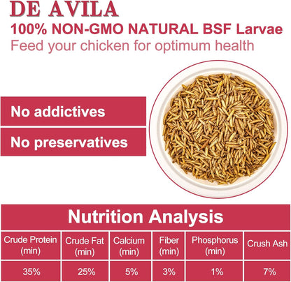 10LB Dried Black Soldier Fly Larvae for Chickens, Non GMO 86X More Calcium BSF Larvae Than Mealworms for Chickens & Birds, Natural Chicken Feed Bulk, Chicken Worms Treats, Wild Birdseed Attractant