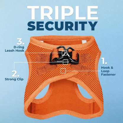 Best Pet Supplies Voyager Step-in Air Harness - All Weather Mesh, Reflective, No Pull Harness for Dogs, Cats - Secure with Hook & Loop Fastener, Buckle, Double D-Rings - Orange, XXS