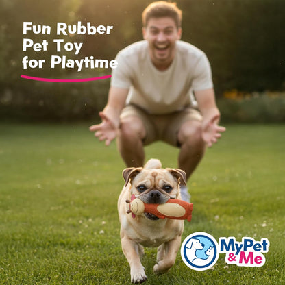 My Pet & Me - Squeaky Dog Toys for Light to Moderate Chewers - Fun Latex Toys for Puppies, Teething, and Gentle Play - Interactive Fetch and Chew Toy with Squeaker (Orange Cow, 6 Inch)