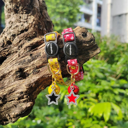 2 Pack Cotton Breakaway cat Collars with Bell,Safety Quick Release Pendant Cute Kitten Collar,Adjustable 20-30cm (Red+Lemon, 20-30cm)