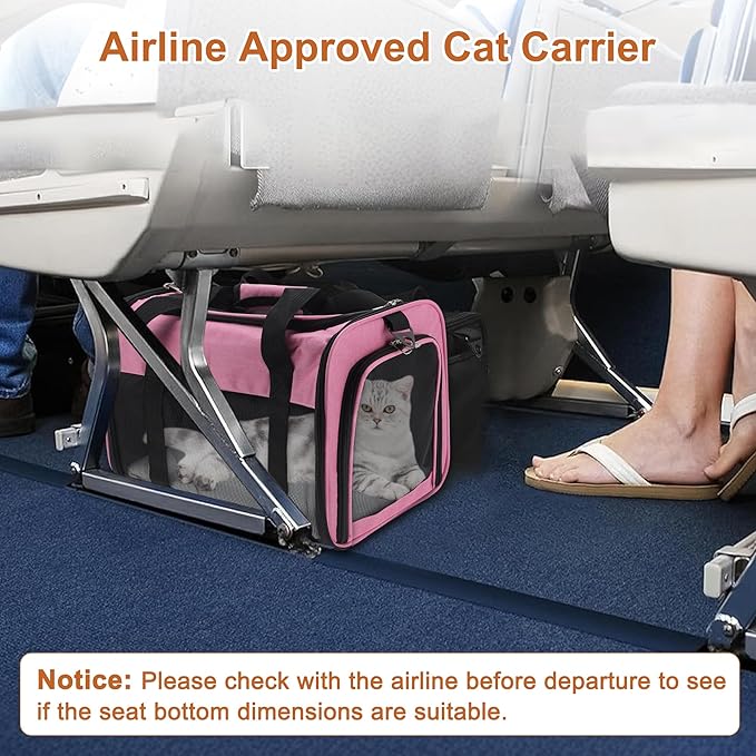 Pet Carrier, Breathable Mesh Design, Soft Cat Carrier with Shoulder Strap, Comfortable Travel Solution, Pink