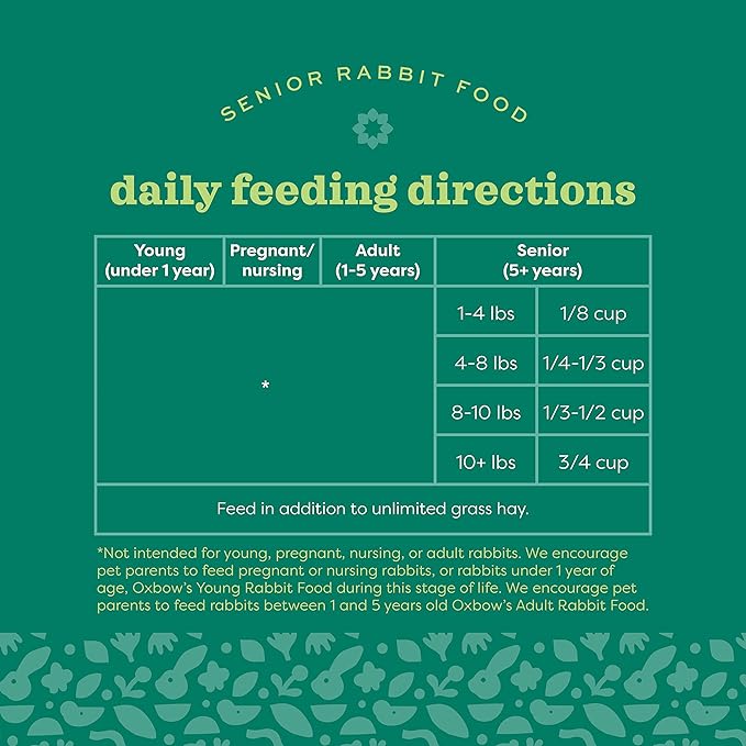 Oxbow Essentials Rabbit Food, Senior, Made Alfalfa for Rabbit, Vitamin & Mineral Rich Pet Pellets, Small Animal Pet Products, Bunny Food, Made in USA, High Fiber, 8 lb. Bag