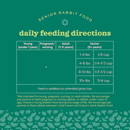 Oxbow Essentials Rabbit Food, Senior, Made Alfalfa for Rabbit, Vitamin & Mineral Rich Pet Pellets, Small Animal Pet Products, Bunny Food, Made in USA, High Fiber, 8 lb. Bag