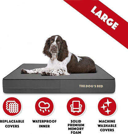 The Dog’s Bed Orthopedic Memory Foam Dog Bed, Large Grey & Black, Waterproof, Supportive Dog Bed with Replaceable Covers