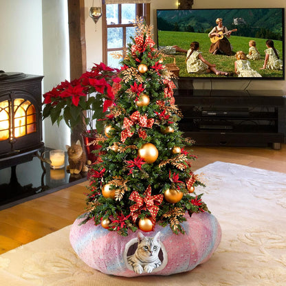 Large Cat Tunnels Bed Tube for Indoor Cats Glows in The Dark Cat Tunnel with Cushion and Plush Ball Toy Longer Playground Toys for Dog Puppy Kitten Rabbit Bunnies Ferret Pet Rainbow