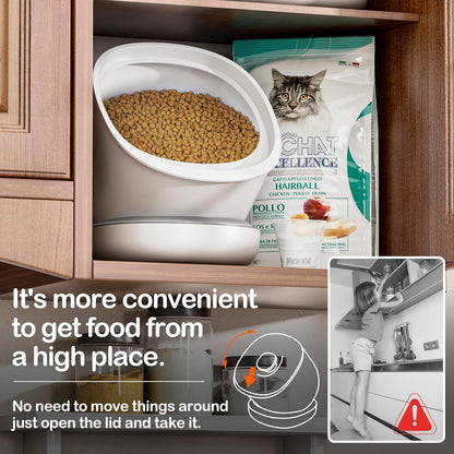 CTIME Airtight Cat Food Container for Small Dog Bird Pet Treats & Dry Food -6 lb(White)