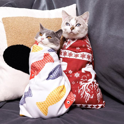 Kiorafoto 35.4" Extra Large Cat Wrap for Cutting Nails，Self-Stick Cat Grooming Wrap for Adult Cat & Small Dog, Anti-Scratch Cat Restraint Calming Wrap for Medicine, Cat Swaddle Wrap Grooming Supplies