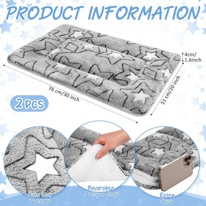 VitalCozy 2 Pack Self Warming Cat Mat Self Heating Pad Bed Reversible Machine Washable Reflects Body Heat Warm Thermal Pet Pad Crate Blanket for Feral and Indoor Cat(Double Star,20'' X 30'')