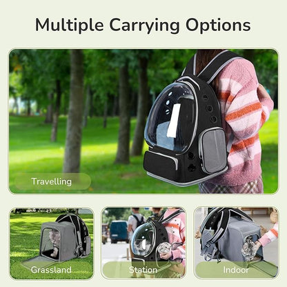 Cat Backpack Carrier for Large Cats, Expandable Cat Bubble Backpack, Dog Carriers for Small Medium Dogs, Airline Approved Pet Carrier for Travel Hiking Outdoor(Black)