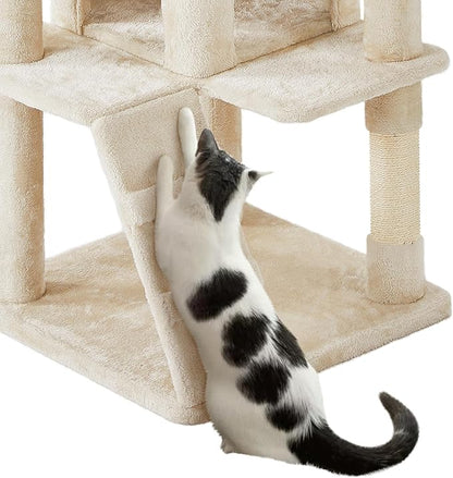 Yaheetech 70in Multi-Level Cat Tree Tall Cat Tower Cat Furniture with Condo, Scratching Posts & Dangling Ball for Indoor Cats Activity Center, Beige