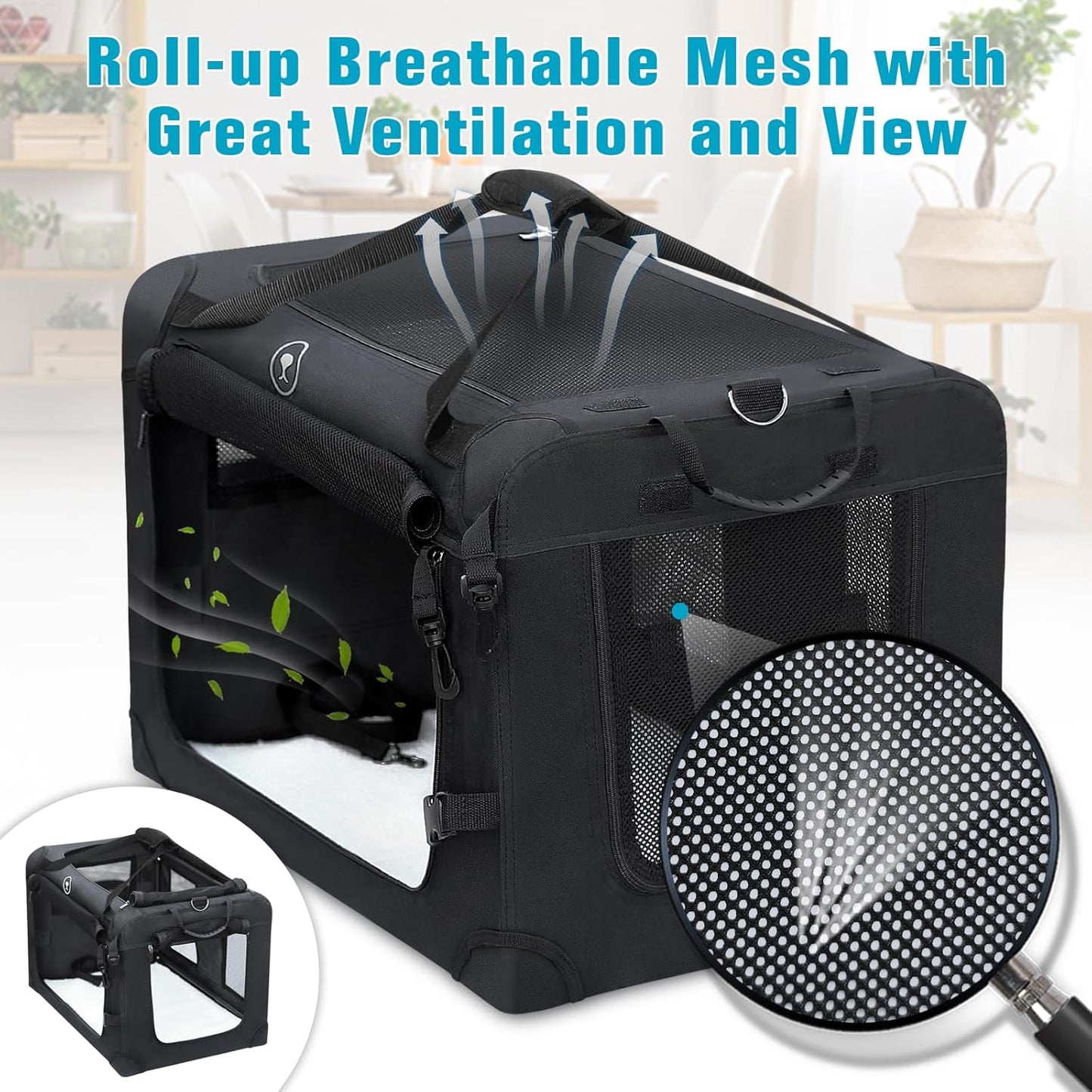 Extra Large Cat Carrier for Car Travel, Pegic Soft Sided Collapsible Pet Carrier for Outdoor and Indoor Uses, Roomy Cat Carrier for 2 Kittens, Large Cat or Puppies Up to 50lbs (Black)