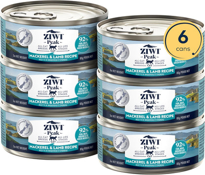 ZIWI Peak Wet Cat Food – All Natural, High Protein, Grain Free, Limited Ingredient, with Superfoods (Mackerel & Lamb, Case of 6, 3oz Cans)