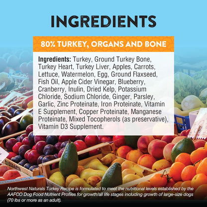 Northwest Naturals Freeze-Dried Turkey Dog Food - Bite-Sized Nuggets - Grain-Free, High-Protein, Raw Diet, Human-Grade, Limited Ingredients, All Natural, Healthy & Nutritious, Made in USA, 12 Oz