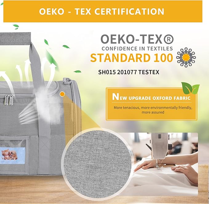 Cat Carrier, Dog Carrier, Pet Carrier Airline Approved for Small Dogs, Kitten Carriers Under 15lb, Collapsible Soft Sided TSA Approved Travel Carrier-Grey