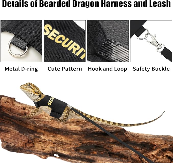 Bearded Dragon Harness and Leash-Bearded Dragon Clothes Lizard Accessories Stuff for Escape Proof Small Animal Reptile Adjustable Harness and Leash Rope for Walking Outdoor
